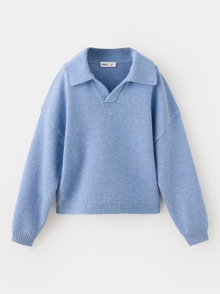 Mango Baby Polo Knit Jumper, Blue, Blue