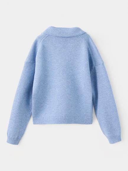 Mango Baby Polo Knit Jumper, Blue - view 2, Blue