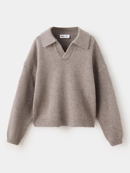Mango Baby Polo Knit Jumper, Taupe, Taupe