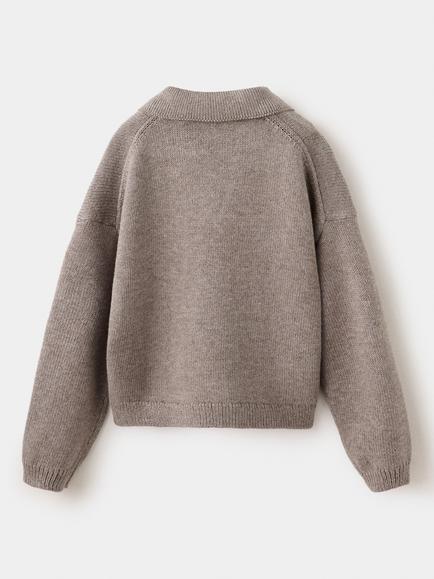 Mango Baby Polo Knit Jumper, Taupe - view 2, Taupe