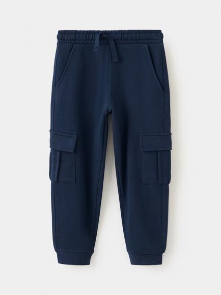 Mango Kids' Drawstring Cargo Joggers, Navy, Navy