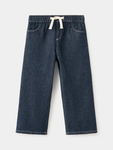 Mango Kids' Drawstring Straight Leg Jeans, Navy, Navy