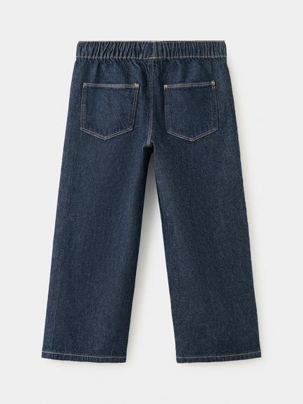Mango Kids' Drawstring Straight Leg Jeans, Navy - view 2, Navy