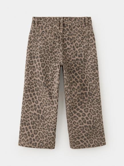 Mango Baby Cotton Leopard Print Jeans, Brown - view 2, Brown