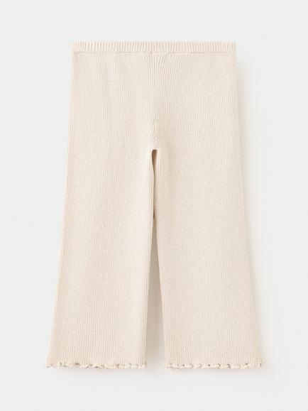 Mango Kids' Ribbed Frill Bottom Trousers, Beige - view 2, Beige