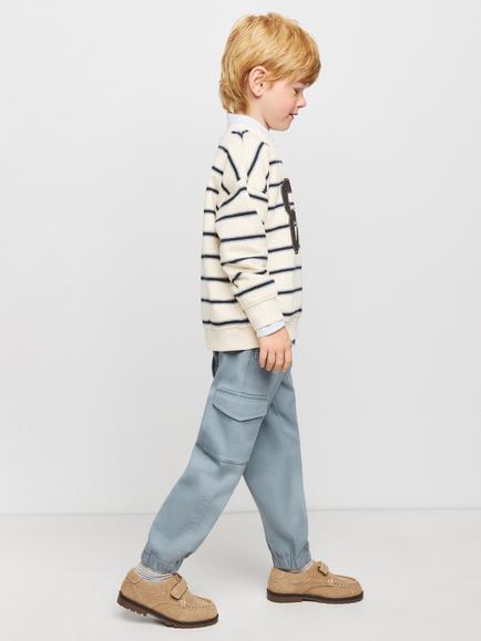 Mango Kids' Cotton Blend Cargo Trousers, Blue - view 2, Blue