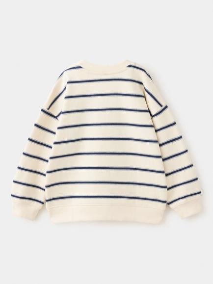 Mango Kids' Stripe Crew Neck Sweatshirt, Off White - view 2, Off White