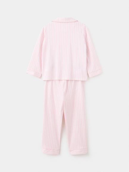 Mango Kids' Stripe Cotton Long Sleeve Pyjama Set, Pink - view 2, Pink