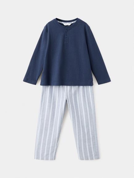 Mango Kids' Plain/Stripe Pyjamas, Navy, Navy