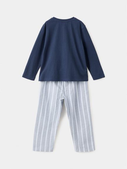 Mango Kids' Plain/Stripe Pyjamas, Navy - view 2, Navy