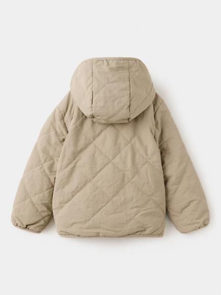 Mango Kids' Quilted Hooded Parka Jacket, Beige - view 2, Beige