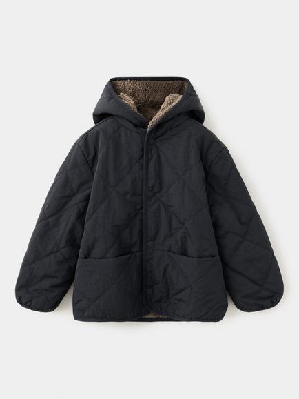 Mango Kids' Quilted Hooded Parka Jacket, Black, Black