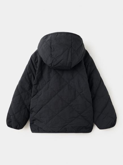 Mango Kids' Quilted Hooded Parka Jacket, Black - view 2, Black