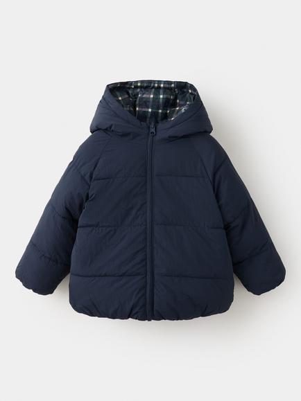 Mango Kids' Reversible Quilted Hooded Coat, Navy, Navy