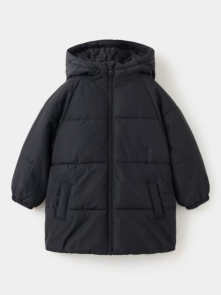 Mango Kids' Quilted Long Puffer Coat, Black, Black