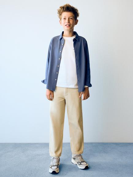 Mango Kids' Textured Shirt, Blue, Blue