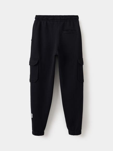 Mango Kids' Pure Cotton Drawstring Cargo Joggers, Black - view 2, Black