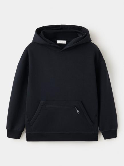 Mango Kids' Cotton Blend Hoodie, Black, Black