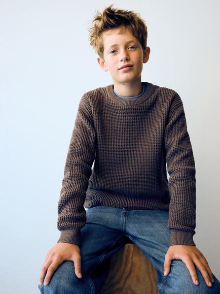 Mango Kids' Soft Drape Knit Jumper, Coffee, Coffee