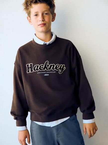Mango Kids' Hackney Sweatshirt, Brown, Brown