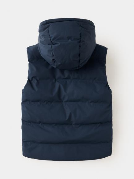 Mango Kids' Padded Hooded Gilet - view 2, Navy