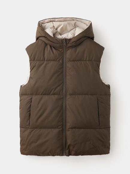 Mango Kids' Padded Hooded Gilet, Brown