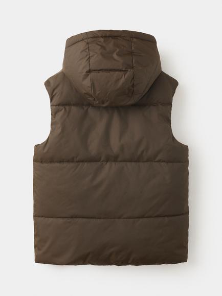 Mango Kids' Padded Hooded Gilet - view 2, Brown