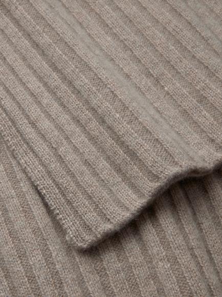The White Company Pure Cashmere Ribbed Scarf, Rye Marl - view 2, Rye Marl