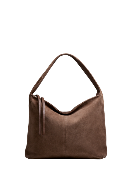 The White Company Suede Small Hobo Bag, Milk Chocolate, Milk Chocolate