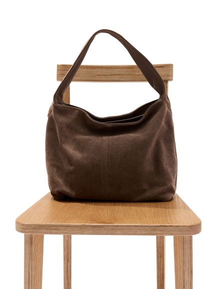 The White Company Suede Small Hobo Bag, Milk Chocolate - view 2, Milk Chocolate