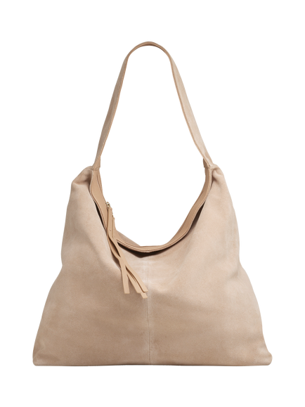 The White Company Suede Large Hobo Bag, Neutral, Neutral