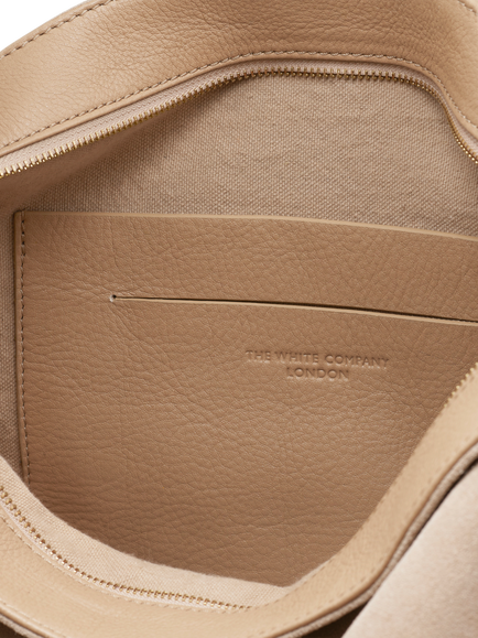 The White Company Suede Large Hobo Bag, Neutral - view 2, Neutral