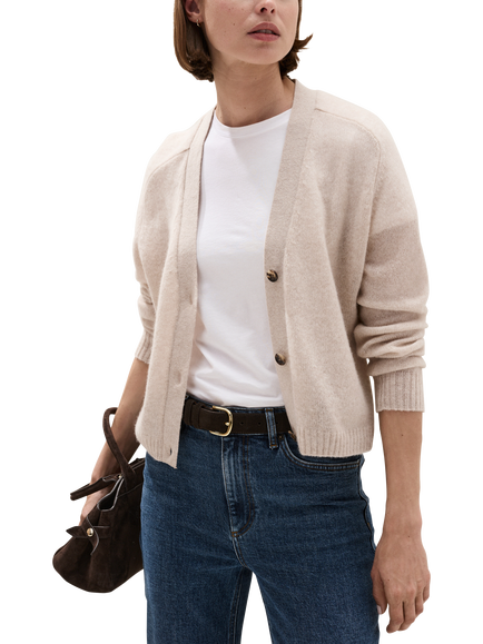 The White Company Layering Pure Cashmere Cardigan, Natural Marl, Natural Marl