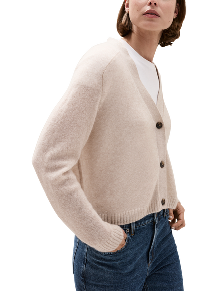The White Company Layering Pure Cashmere Cardigan, Natural Marl - view 2, Natural Marl