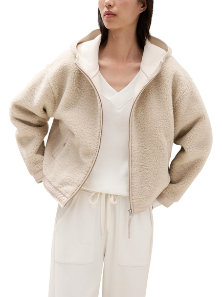The White Company Hooded Borg Jacket, Biscuit, Biscuit