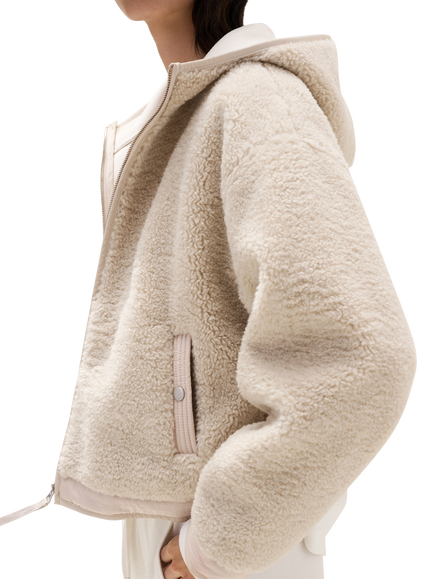 The White Company Hooded Borg Jacket, Biscuit - view 2, Biscuit