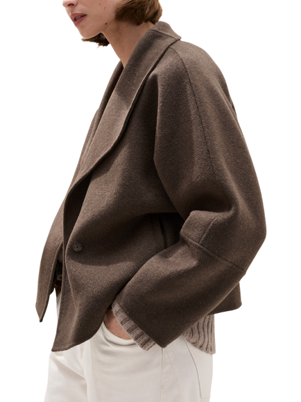 The White Company Wool Rich Cocoon Sleeve Coat, Walnut - view 2, Walnut
