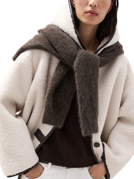 The White Company Hooded Borg Coat, Porcelain - view 2, Porcelain