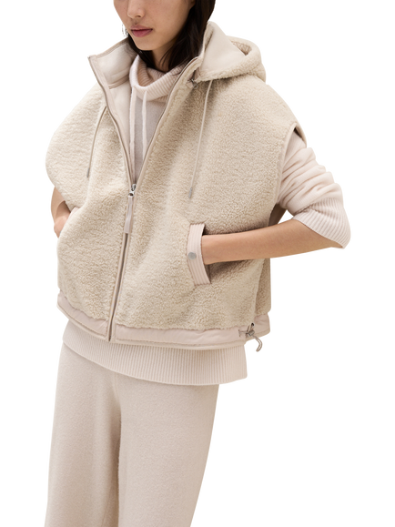 The White Company Hooded Borg Gilet, Biscuit, Biscuit