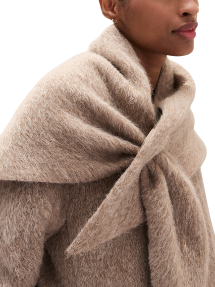 The White Company Wool Blend Longline Coat, Milk Chocolate - view 2, Milk Chocolate