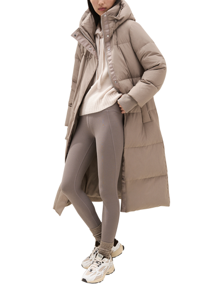 The White Company High Neck Hooded Puffer Jacket, Rye, Rye