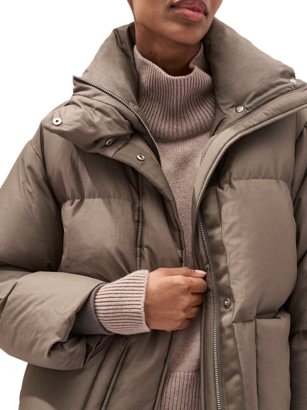 The White Company Short Puffer Coat, Walnut - view 2, Walnut