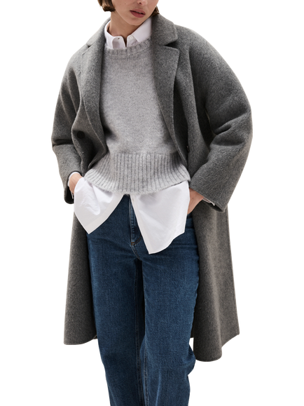 The White Company Wool Rich with Cashmere Oversized Coat, Grey Marl, Grey Marl