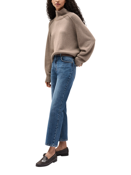 The White Company Marlow Mid Rise Straight Leg Ankle Jeans, Mid Blue - view 2, Mid Blue