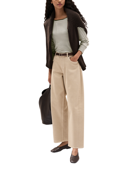 The White Company Portobello Mid Rise Barrel Leg Jeans, Dusty Taupe - view 2, Dusty Taupe