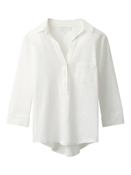 The White Company The Perfect Rib Side Shirt, White, White