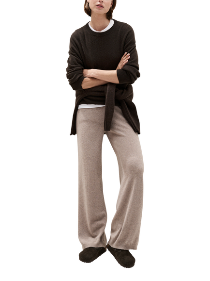 The White Company Pure Cashmere Relaxed Crew Neck Jumper,  Dark Chocolate - view 2, Dark Chocolate