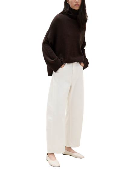 The White Company Wool Blend with Cashmere Funnel Neck Jumper, Dark Chocolate - view 2, Dark Chocolate