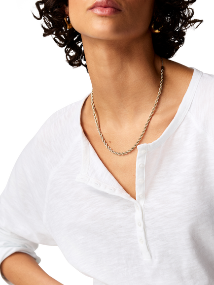 The White Company Henley Slub Cotton Relaxed Top, White - view 2, White