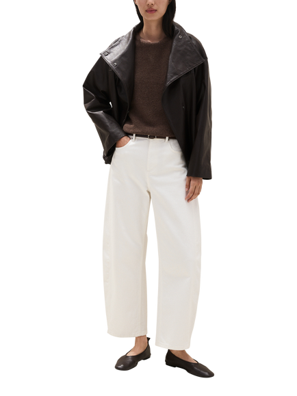 The White Company Knitted Boxy T-Shirt, Milk Chocolate Marl - view 2, Milk Chocolate Marl